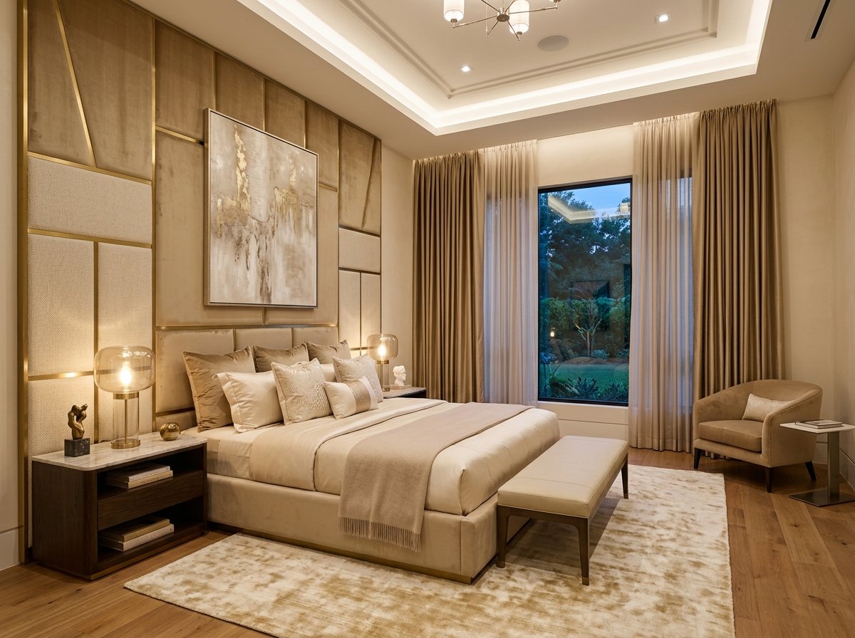 Luxury bedroom interior designed by Santra Interiors