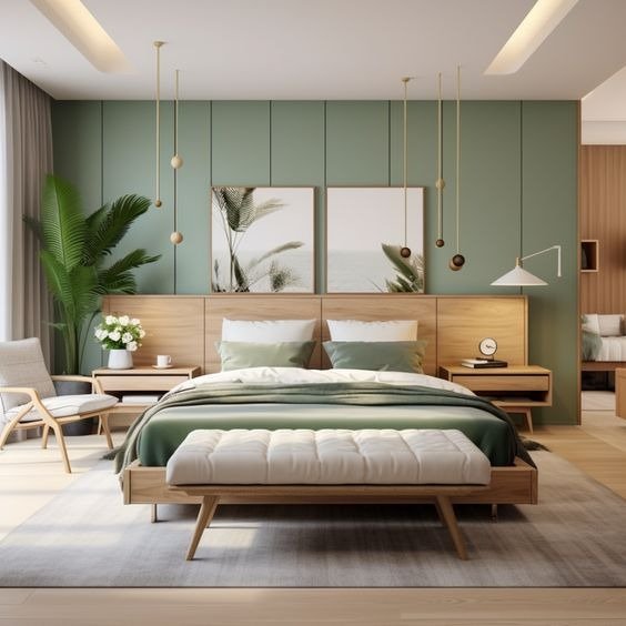 Japandi & Sage Green Master Bedroom - Santra Interiors