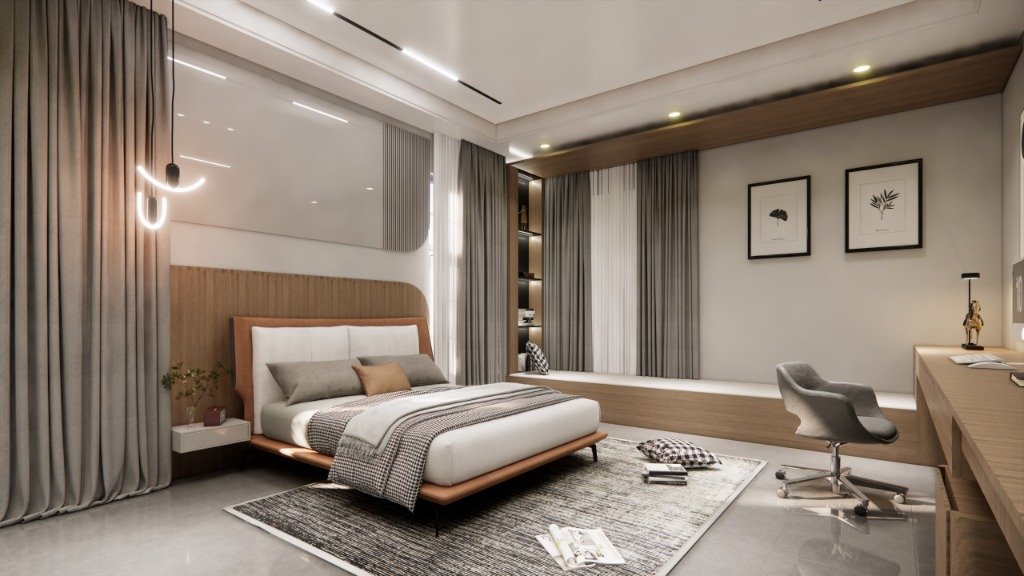 Modern Minimalist Master Bedroom - Santra Interiors